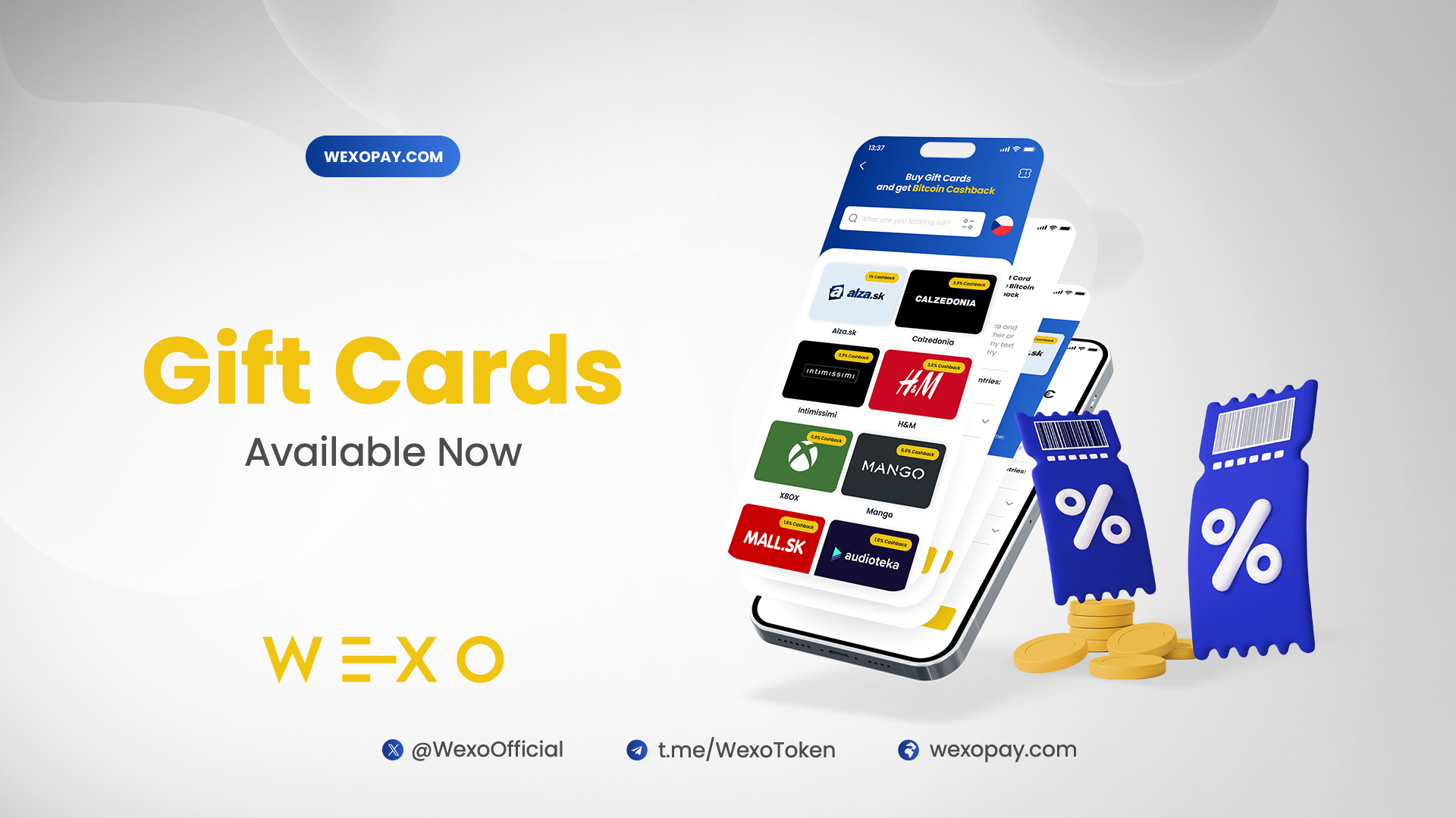 WEXO Gift Cards with Bitcoin Cashback